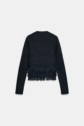 FRINGED PLAID KNIT JUMPER - Image 4