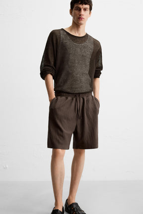 TEXTURED JOGGER BERMUDA SHORTS - Image 5