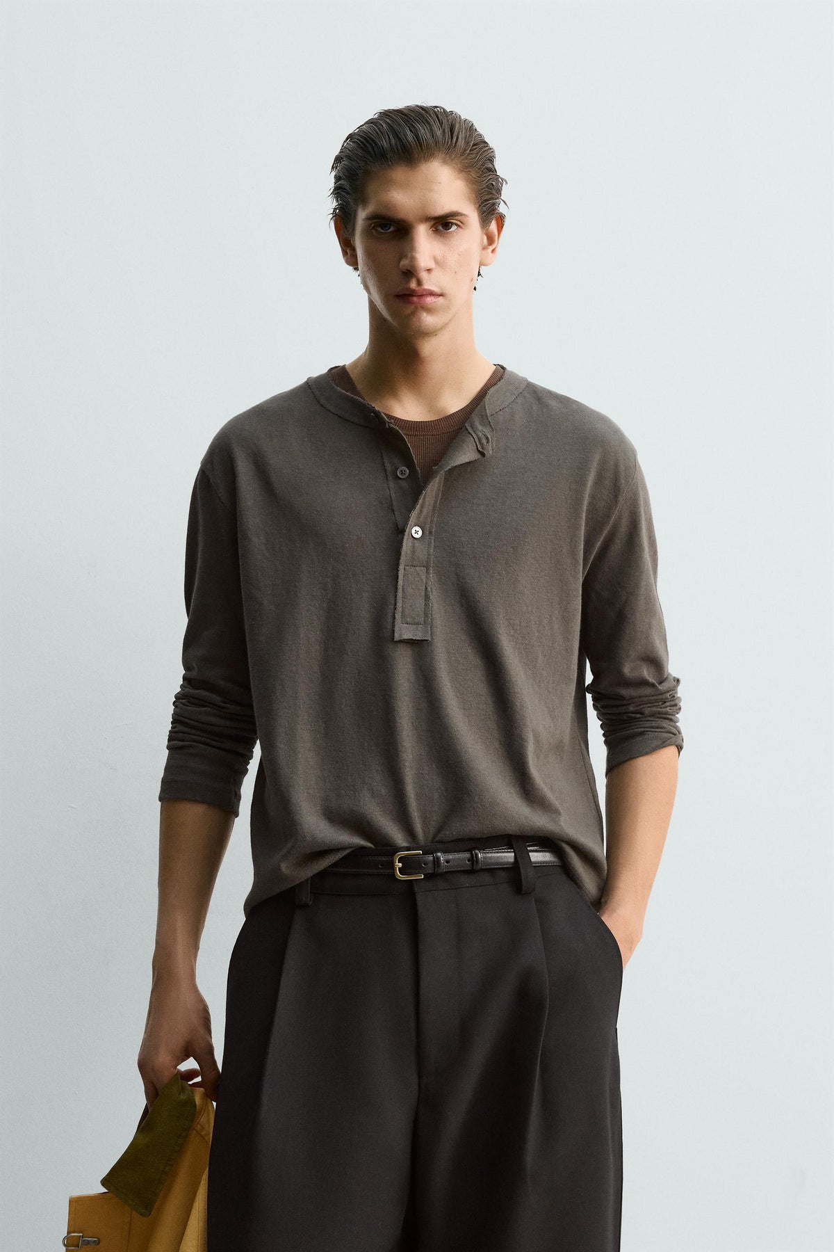 RELAXED FIT HENLEY COLLAR T-SHIRT - Image 2