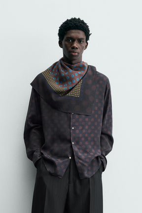 LIMITED EDITION POLKA DOT SCARF FLOWING SHIRT - Image 2