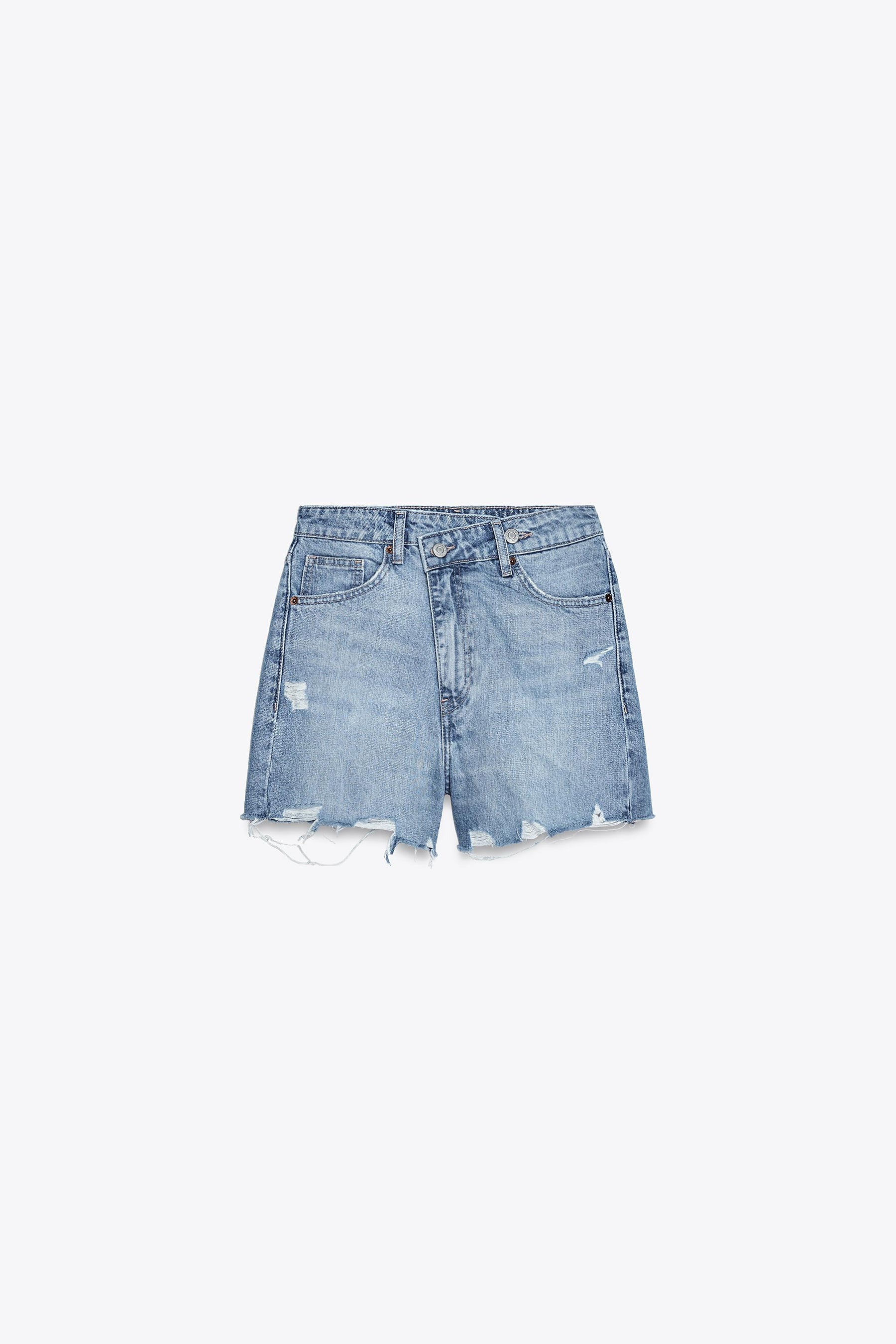 Hochgeschnittene Jeans-Bermudas