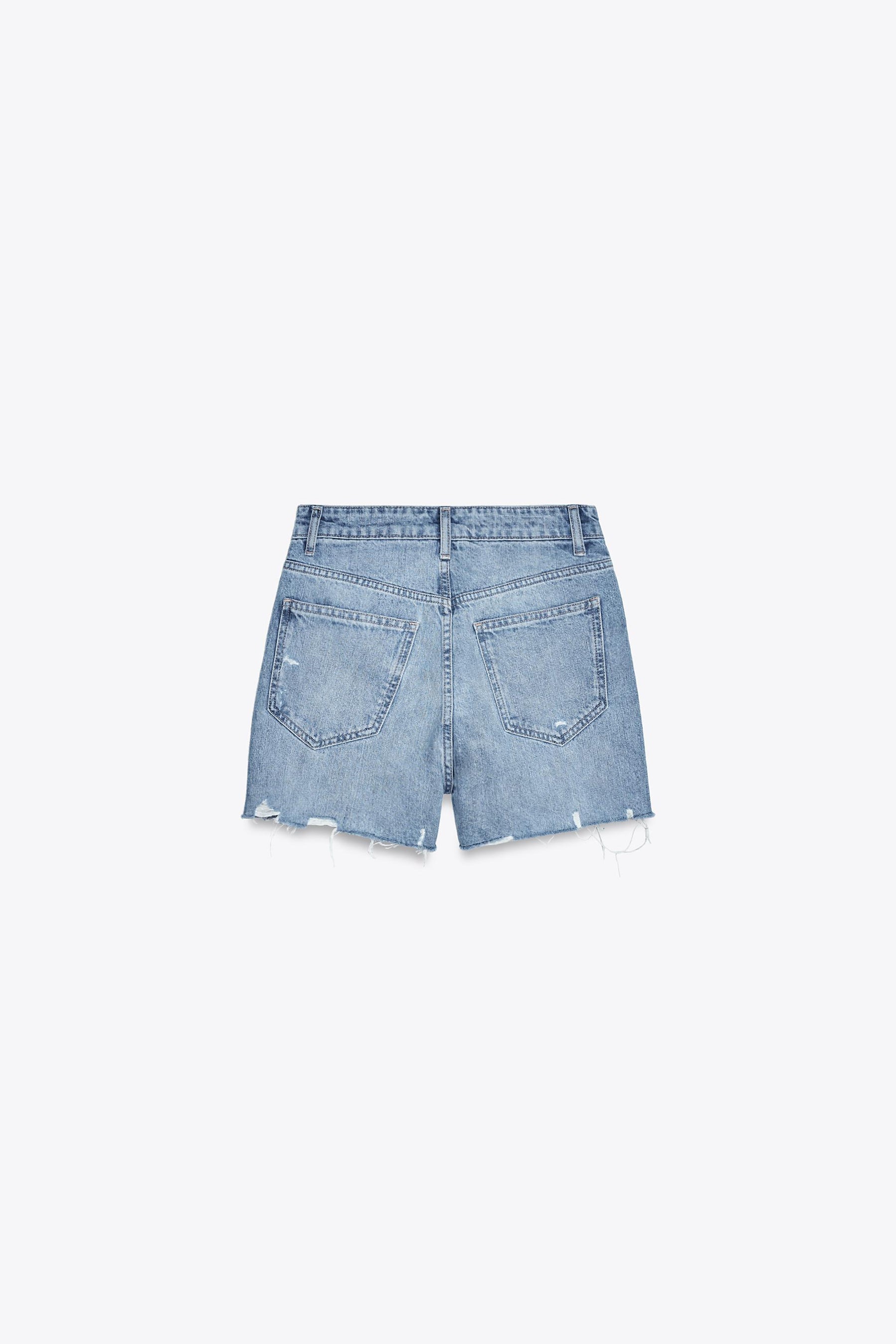 Hochgeschnittene Jeans-Bermudas