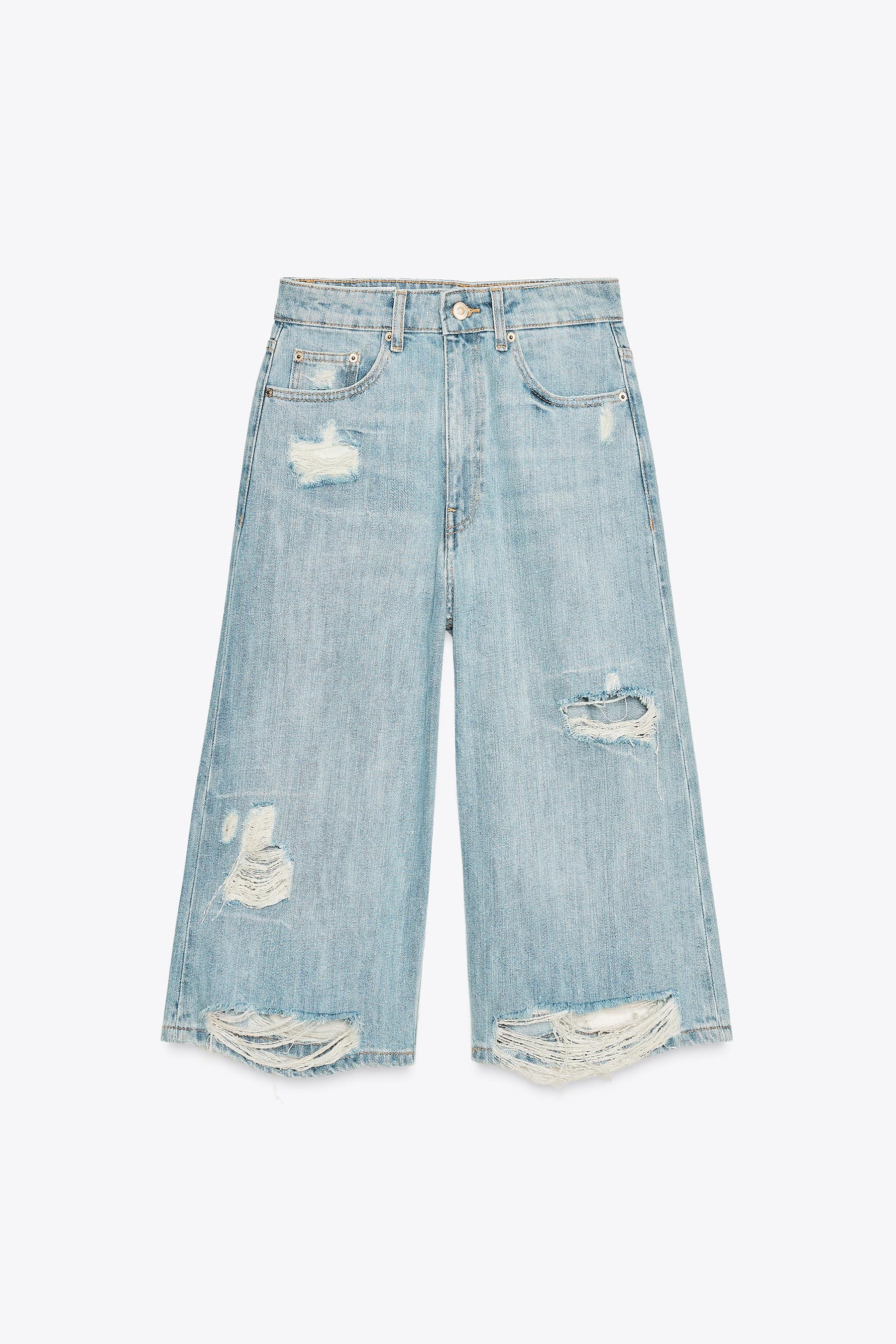 Zerrissene Jeans-Bermudashorts