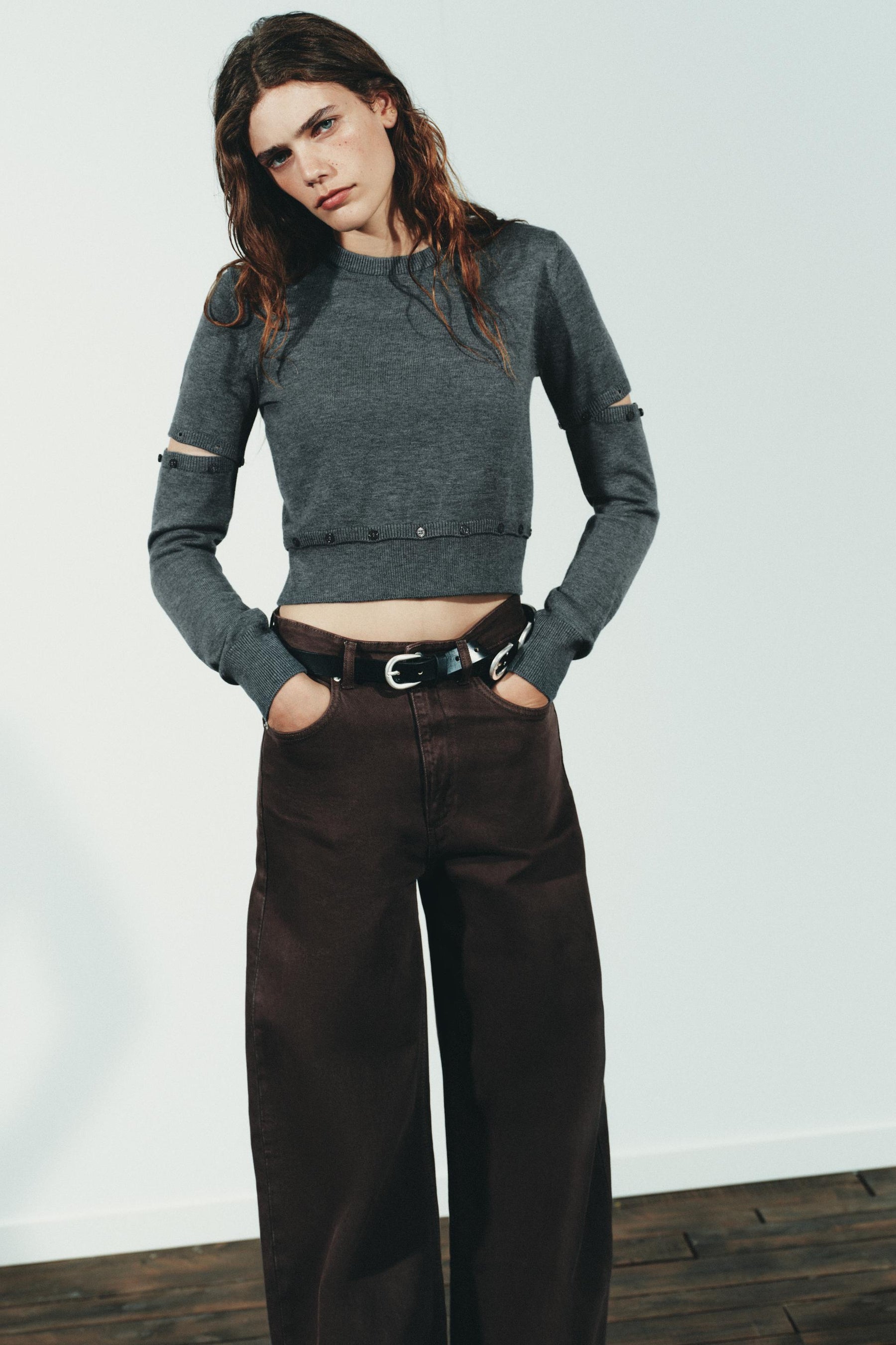 High-Waist-Jeans mit weitem Bein