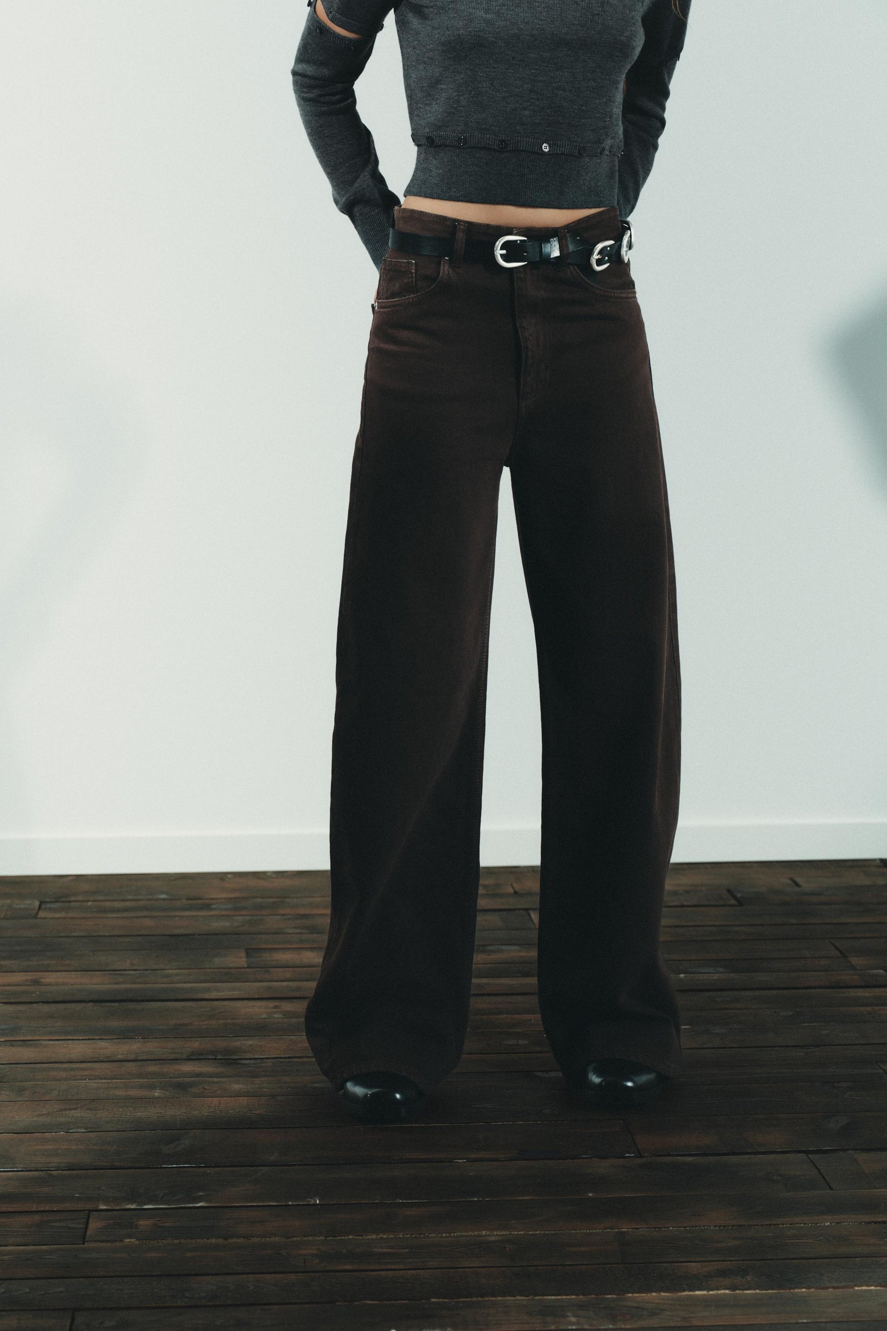 High-Waist-Jeans mit weitem Bein