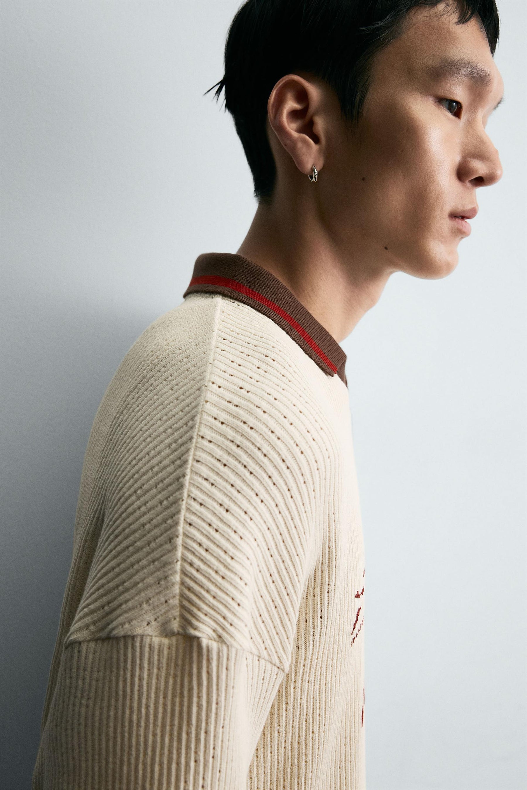 RETRO FOOTBALL TEXTURED POLO SHIRT - Image 6