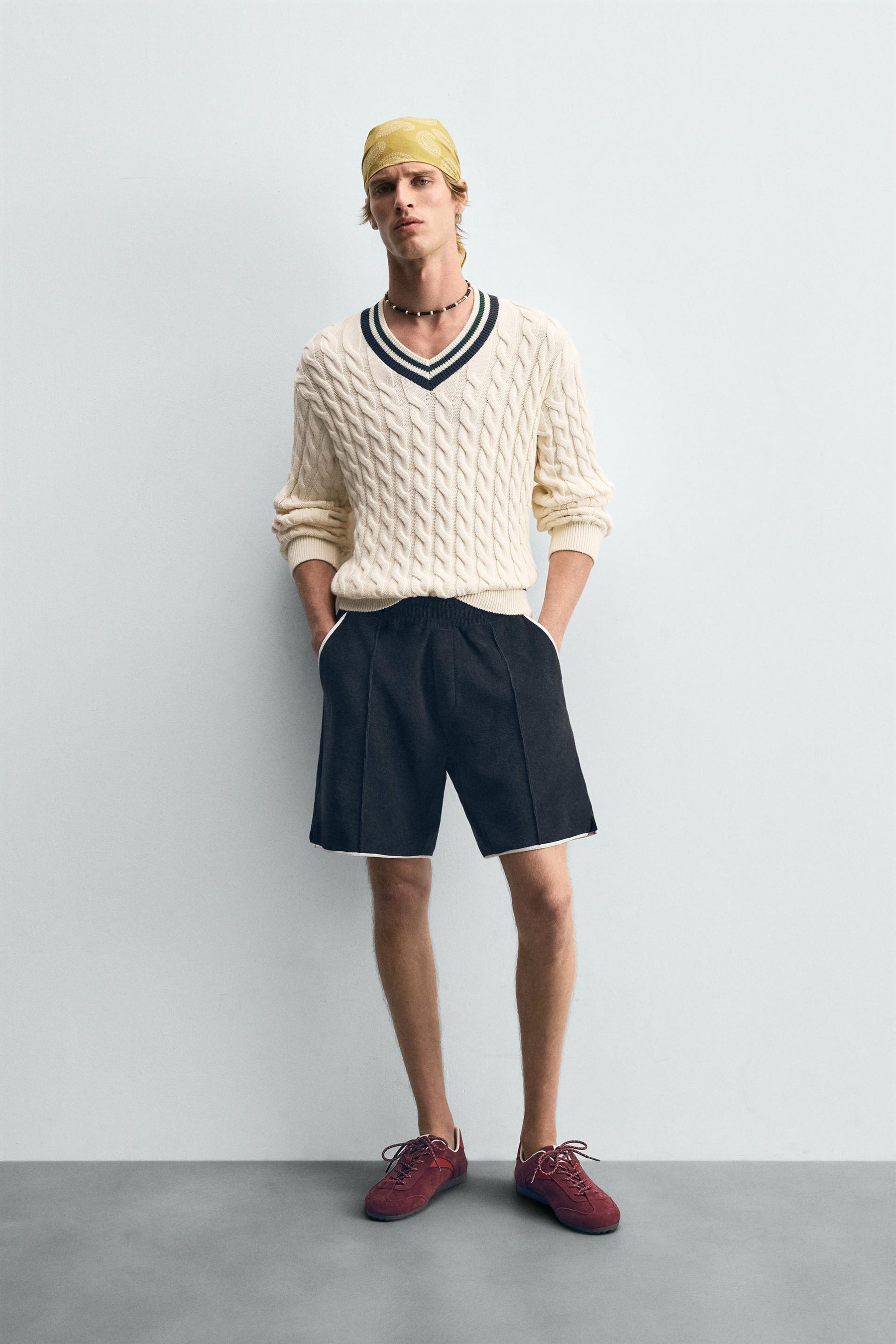 CONTRAST TOWELLING BERMUDA SHORTS - Image 1