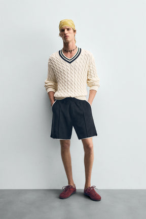CONTRAST TOWELLING BERMUDA SHORTS - Image 1