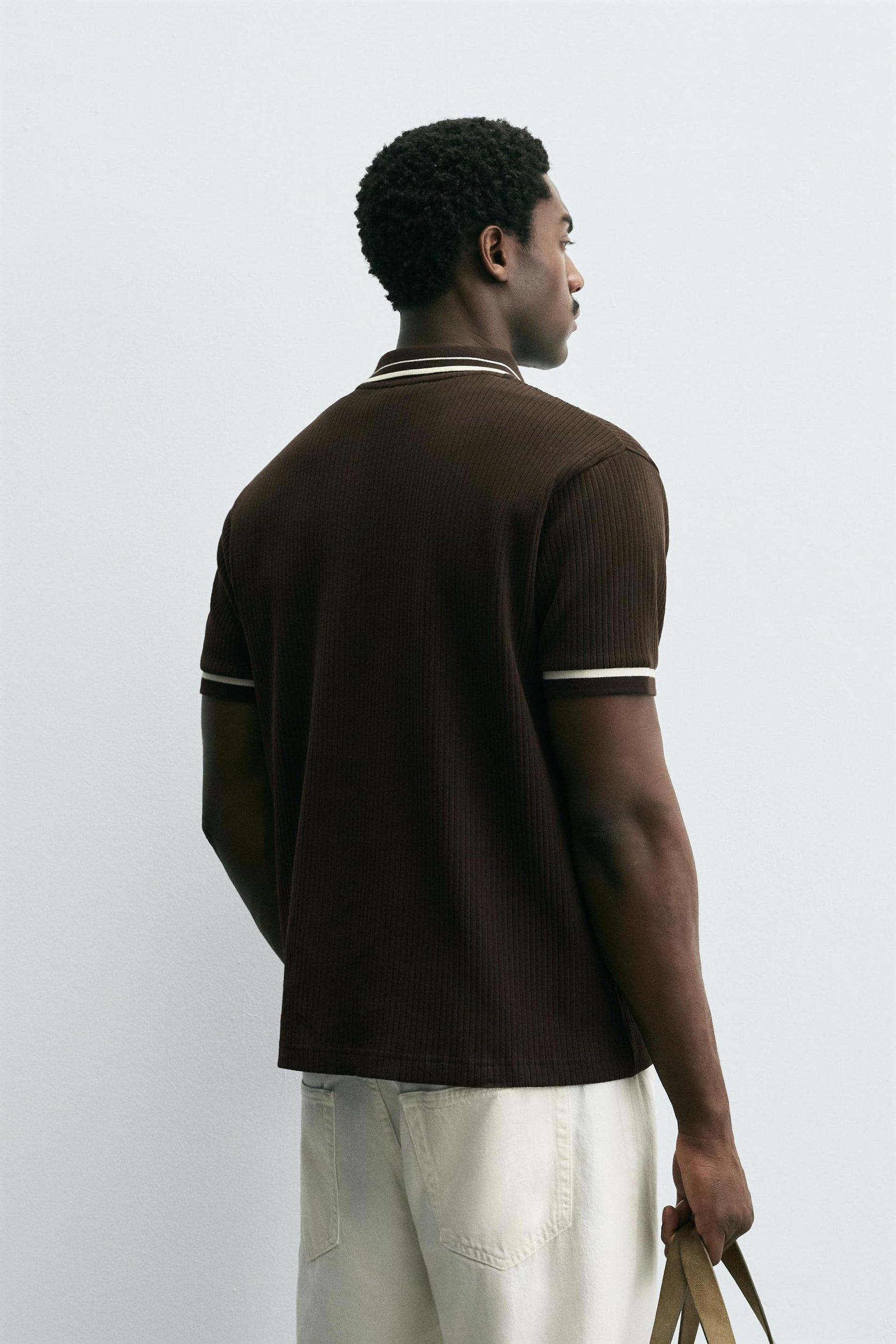 CONTRAST RIBBED POLO SHIRT - Image 3