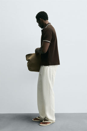 CONTRAST RIBBED POLO SHIRT - Image 4