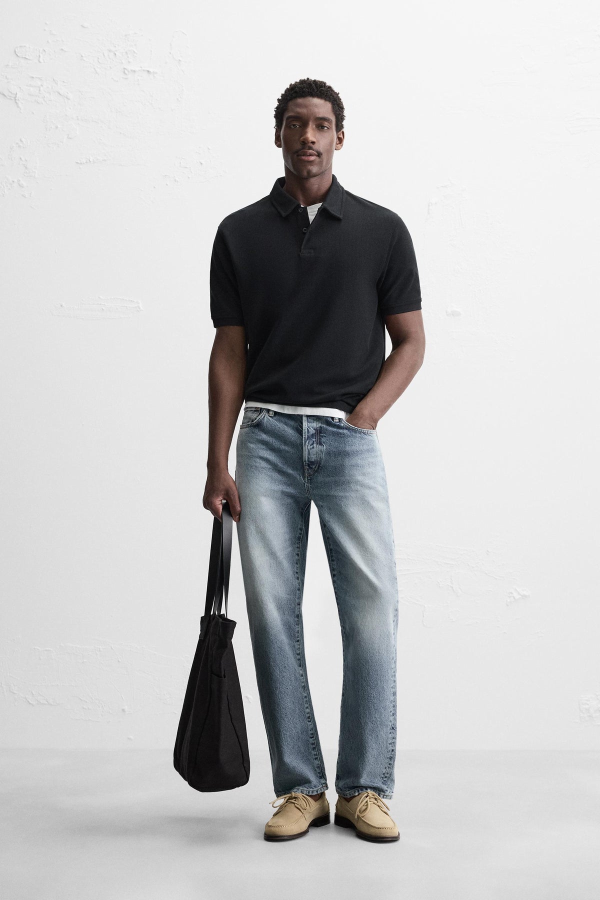 BASIC TEXTURED POLO SHIRT - Image 1