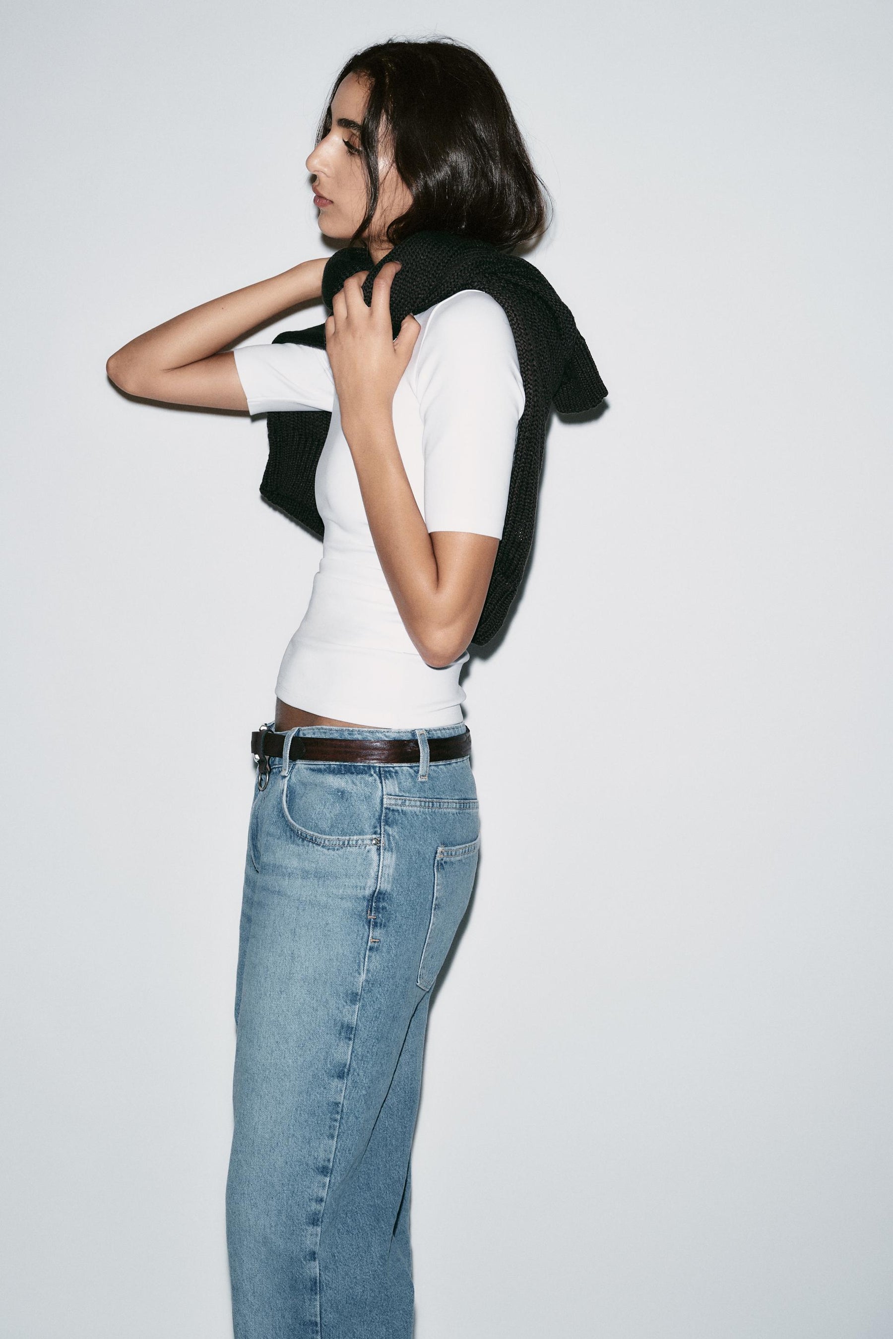 T-Shirt mit Raffung und Interlock-Design