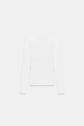 Baumwoll-T-Shirt mit V-Ausschnitt