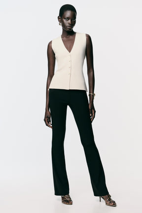 BUTTONED KNIT WAISTCOAT WITH COVERED BUTTONS - Image 1