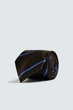 100% SILK STRIPED TIE - Image 1