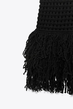 CHECK KNIT TOP WITH FRINGING - Image 5