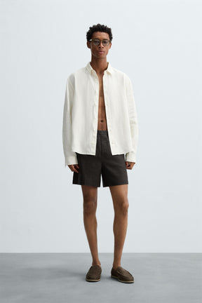 100% LINEN BERMUDA SHORTS - Image 1