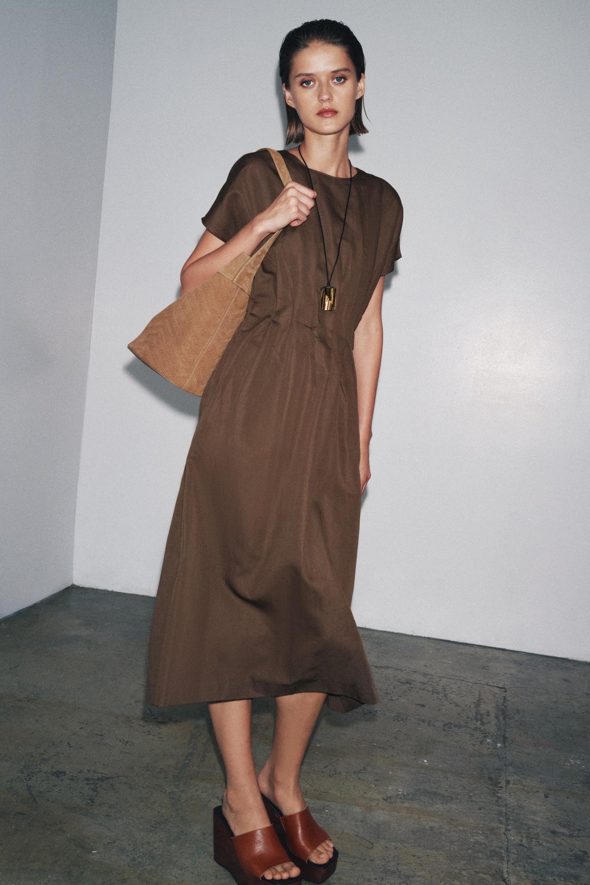 ZW COLLECTION PLEATED MIDI DRESS - Image 1