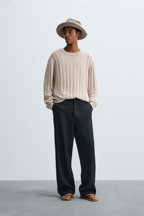 100% LINEN STRAIGHT-LEG TROUSERS - Image 1