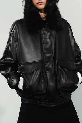 Jacke mit Kunstpelzkragen