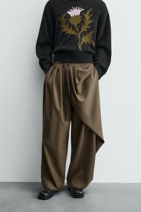 Draped Cross-Detail Trousers