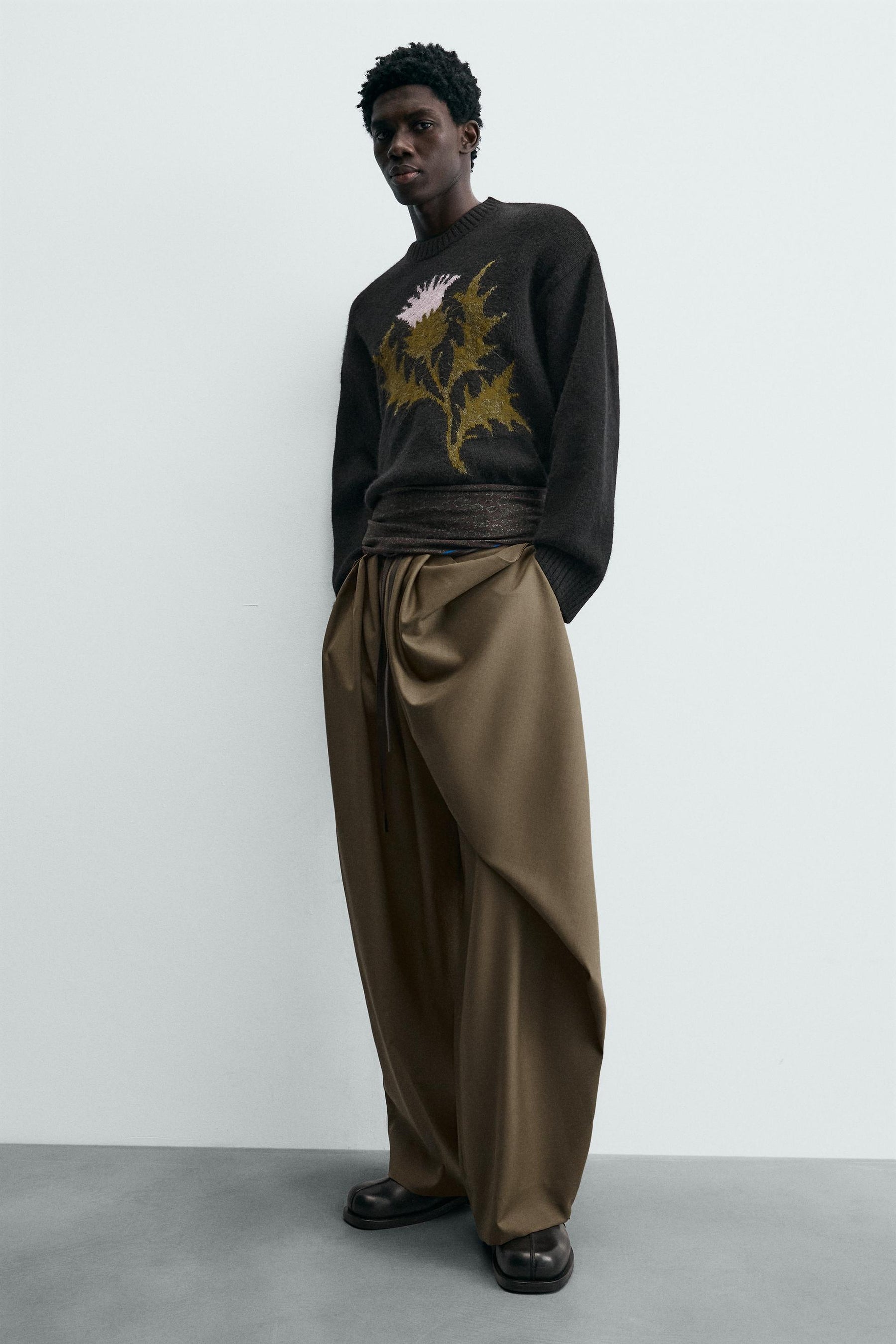 Draped Cross-Detail Trousers