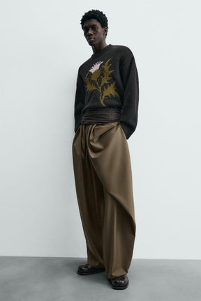 Draped Cross-Detail Trousers