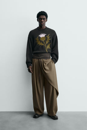 Draped Cross-Detail Trousers