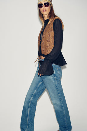 FAUX SUEDE WAISTCOAT WITH BEADED EMBROIDERY - Image 3