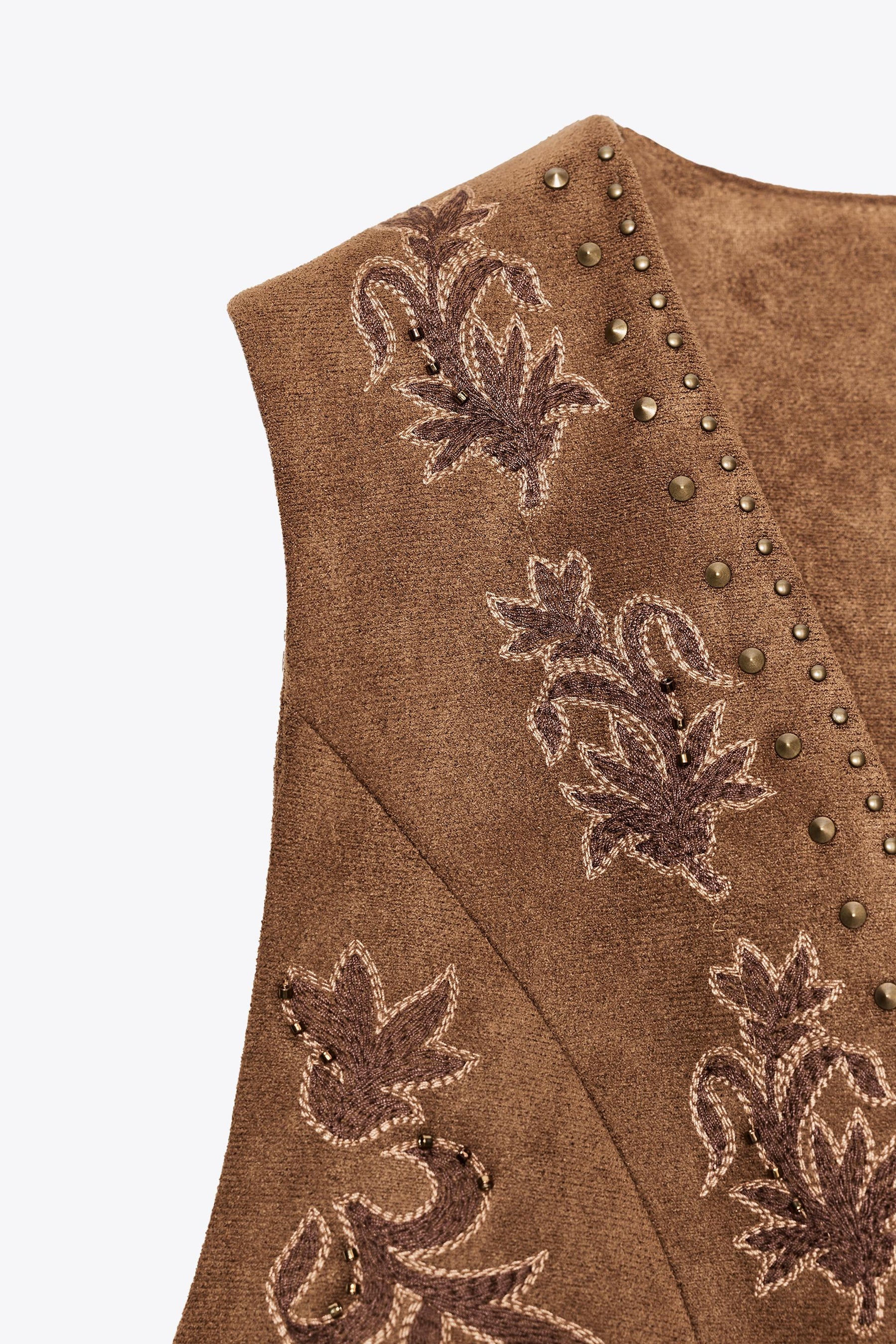 FAUX SUEDE WAISTCOAT WITH BEADED EMBROIDERY - Image 6