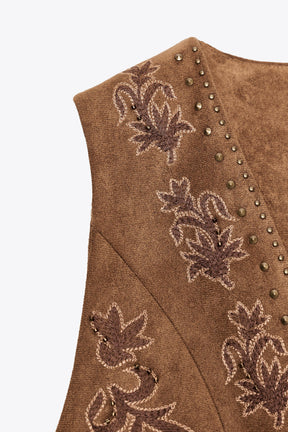 FAUX SUEDE WAISTCOAT WITH BEADED EMBROIDERY - Image 6