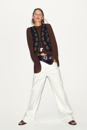 FAUX SUEDE WAISTCOAT WITH BEADED EMBROIDERY - Image 3