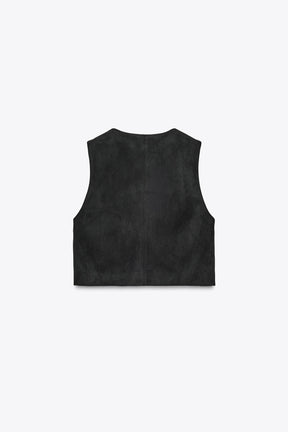 FAUX SUEDE WAISTCOAT WITH BEADED EMBROIDERY - Image 6