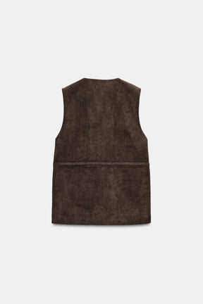 FAUX SUEDE WAISTCOAT WITH POCKETS - Image 5