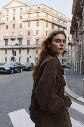 Oversized-Jacke aus Wildlederimitat