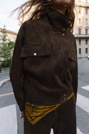 Oversized-Jacke aus Wildlederimitat