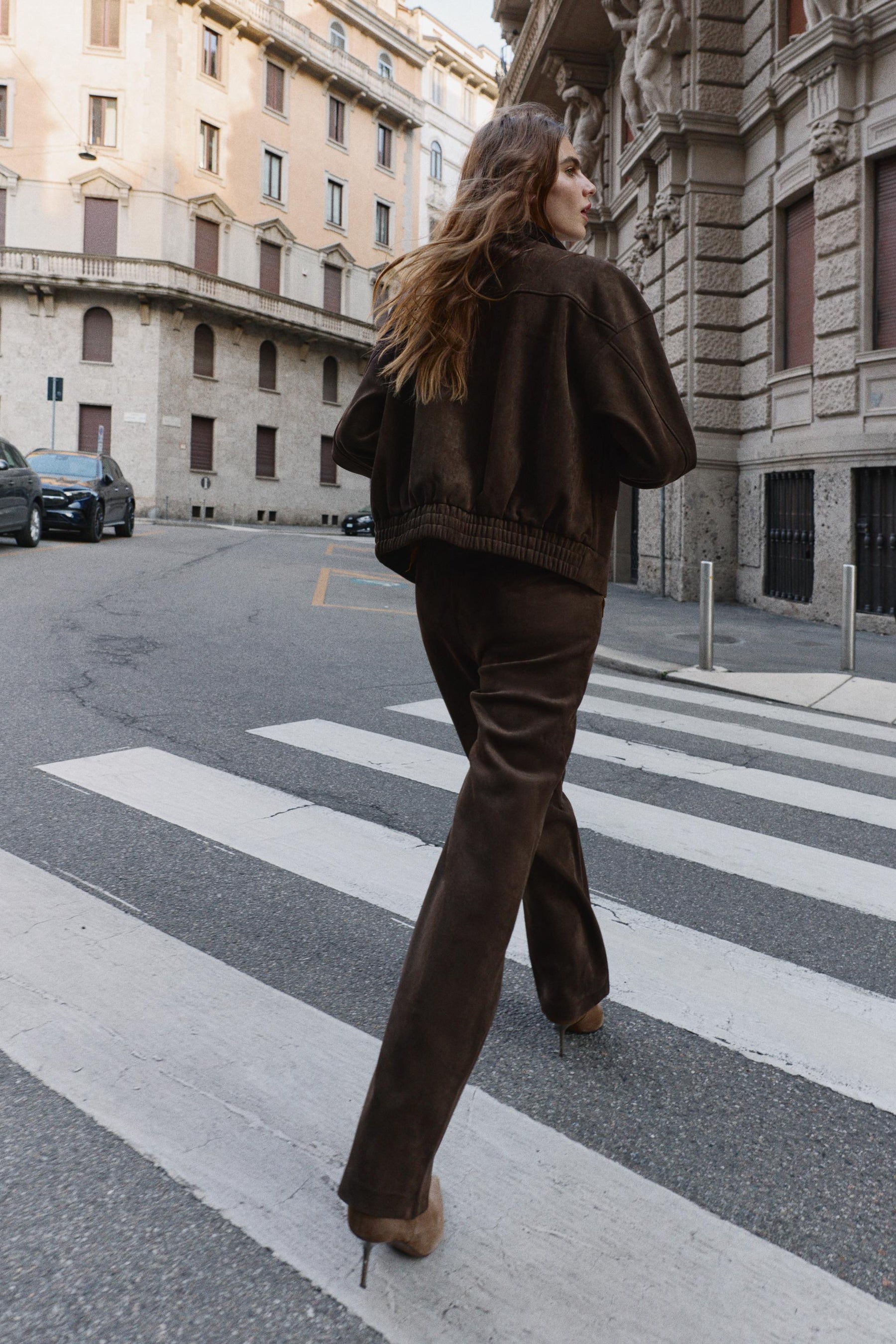 Oversized-Jacke aus Wildlederimitat