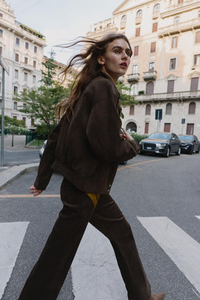 Oversized-Jacke aus Wildlederimitat