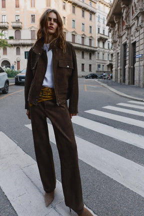 Oversized-Jacke aus Wildlederimitat