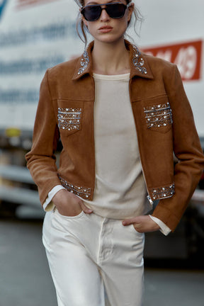FAUX SUEDE STUDDED JACKET - Image 3