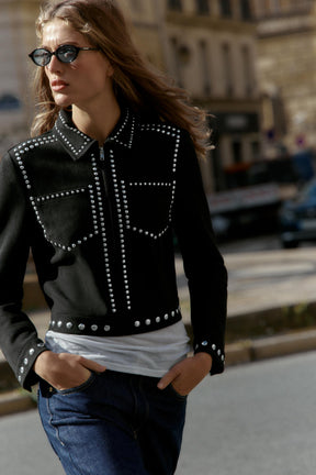 FAUX SUEDE STUDDED JACKET - Image 2