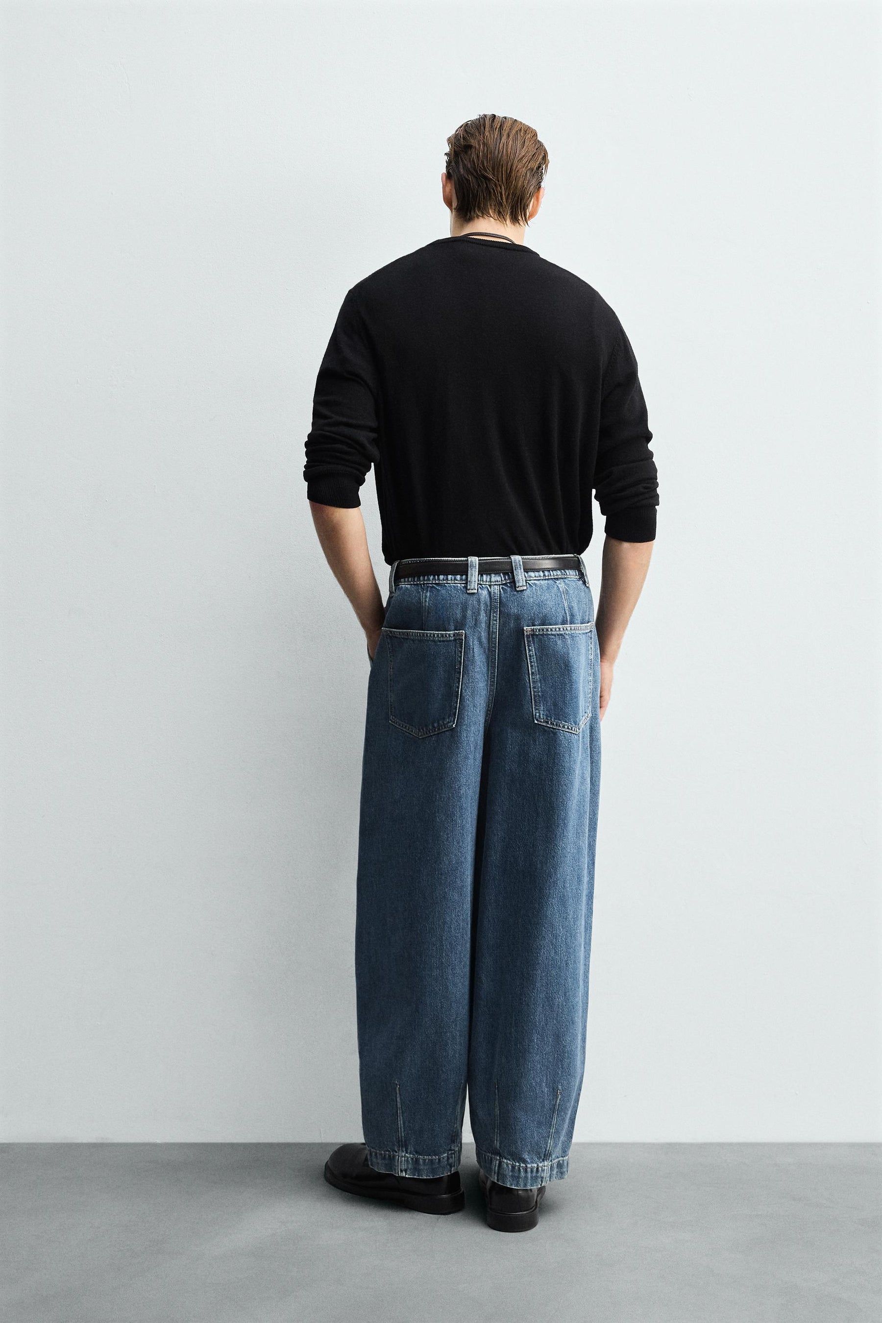 WIDE-LEG PLEATED DENIM CHINO TROUSERS - Image 3