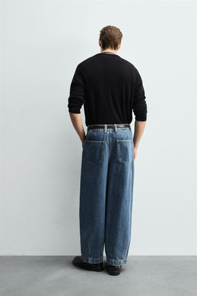 WIDE-LEG PLEATED DENIM CHINO TROUSERS - Image 3