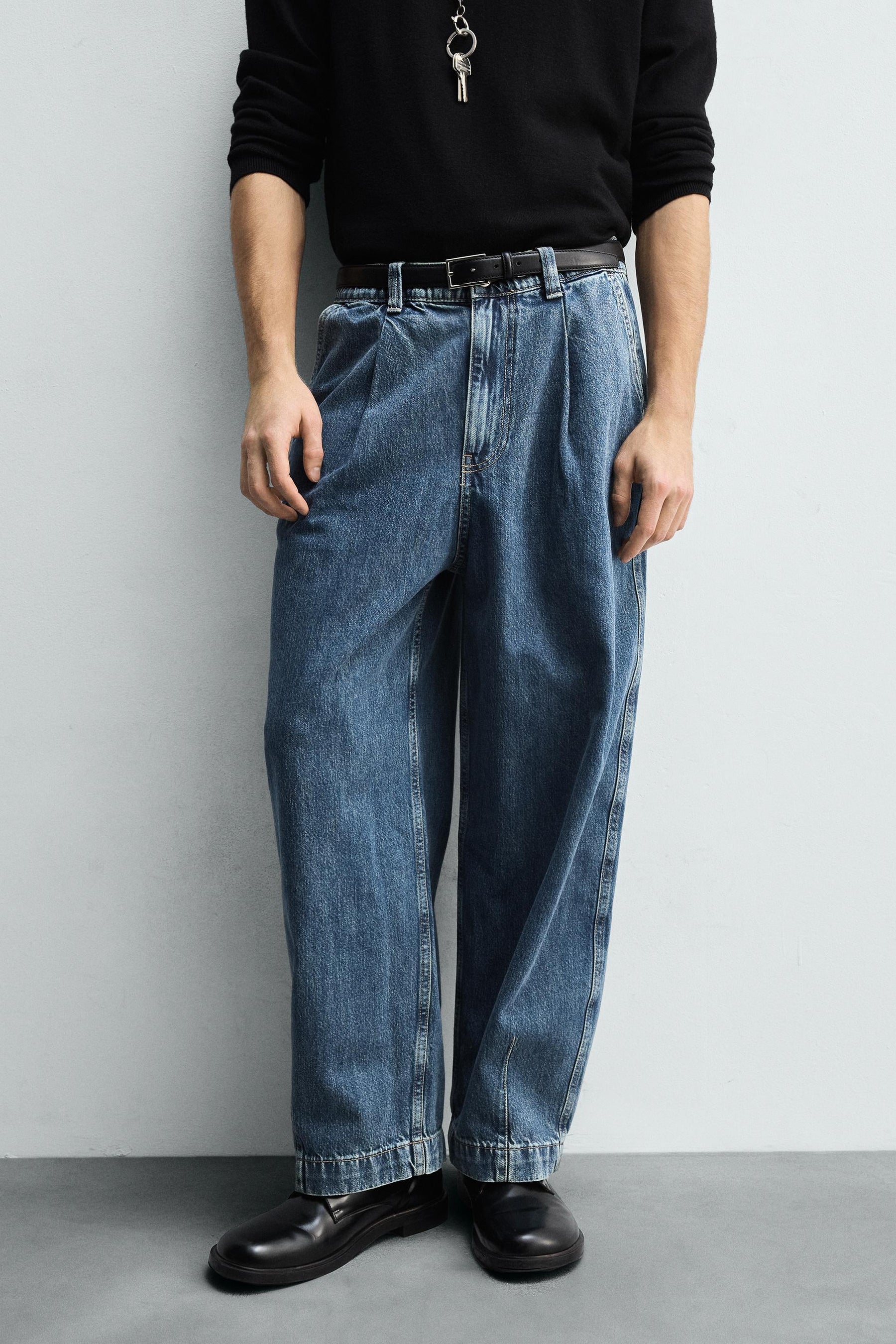 WIDE-LEG PLEATED DENIM CHINO TROUSERS - Image 5