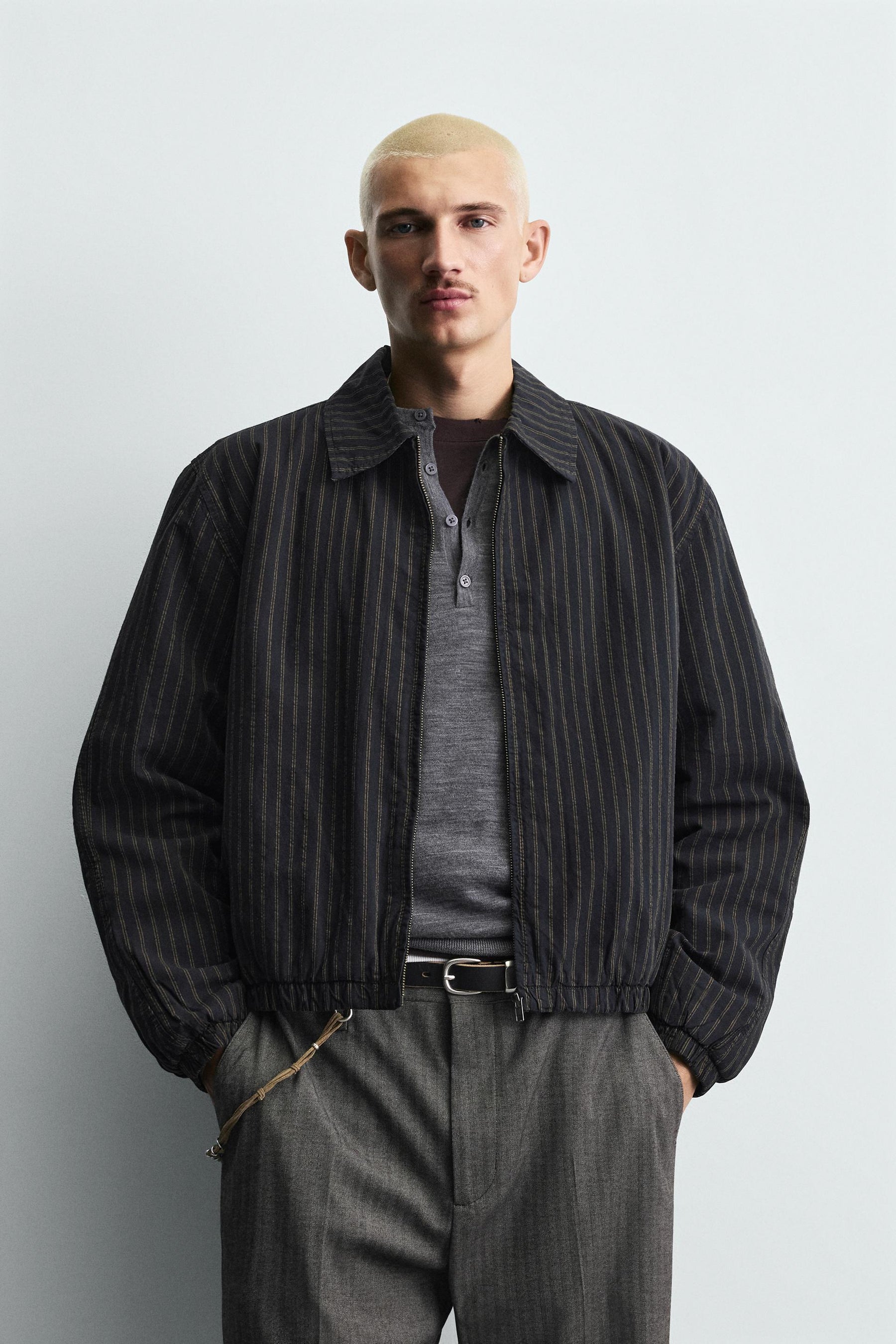 STRIPED CROPPED FIT JACKET - Image 2