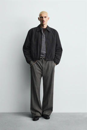 STRIPED CROPPED FIT JACKET - Image 1