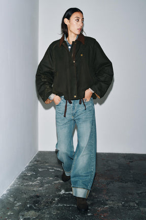 Jacke mit gewachstem Kontrastkragen