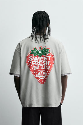 WASHED T-SHIRT WITH CONTRAST PRINT - Image 3