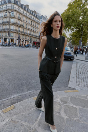 Hose mit geradem Bein und Fischgrätmuster