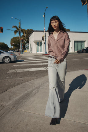 GESTREIFTES SATINHEMD